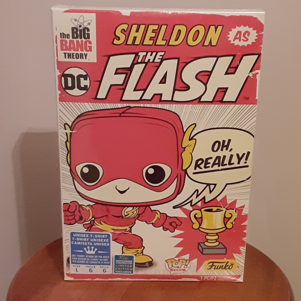 Sheldon as "The Flash" shirt